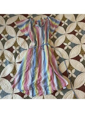 Draper James pastel striped spring dress Size M knee length a line